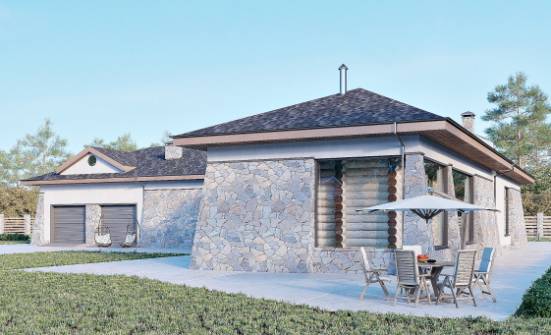 280-004-Л Проект одноэтажного дома и гаражом, современный дом из бризолита Строитель | Проекты домов от House Expert