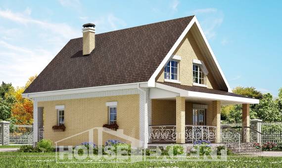 130-004-П Проект двухэтажного дома с мансардой, экономичный домик из твинблока Губкин, House Expert